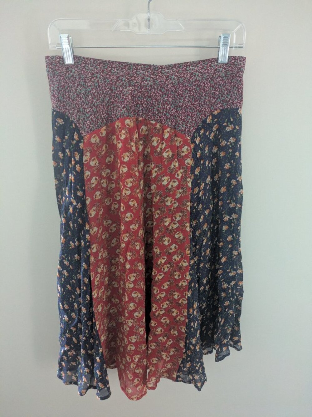 Anthropologie Viscose Maxi Skirt - Blue Red Print - Size 6